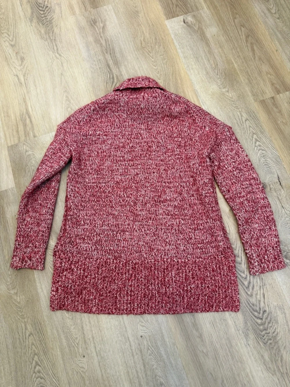 J. Crew Red and White Wool Knit Turtleneck Sweater
